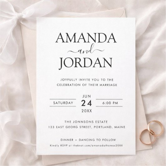 Elegant Minimalist Wedding Invitation Kaart