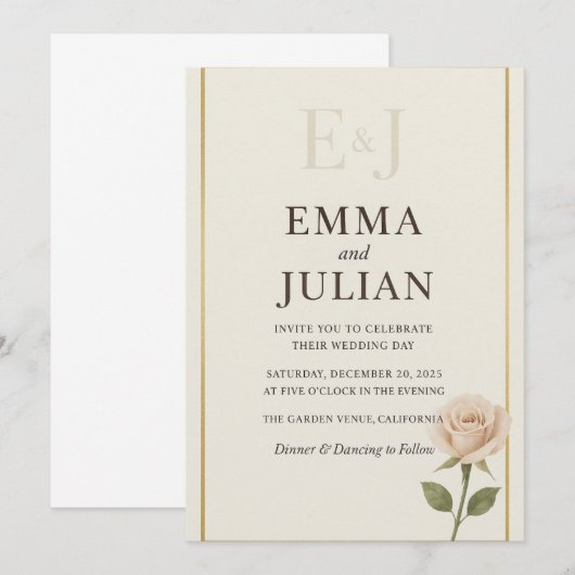 Elegant Minimalist Wedding Invitation  Kaart (Voorkant / Achterkant)