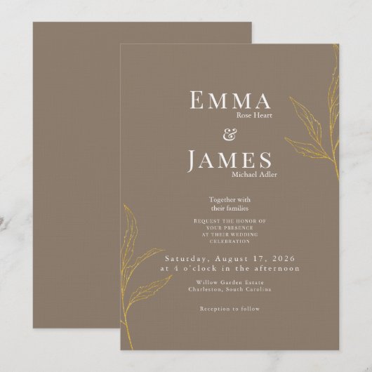Elegant Minimalist Wedding Invitation | Modern Kaart (Voorkant / Achterkant)