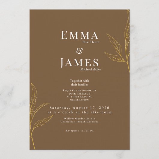 Elegant Minimalist Wedding Invitation | Modern Kaart (Voorkant)