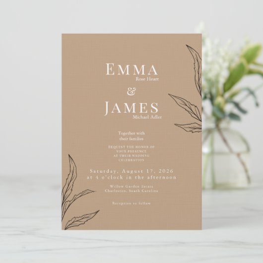 Elegant Minimalist Wedding Invitation | Modern Kaart (Staand voorkant)