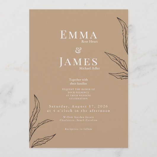 Elegant Minimalist Wedding Invitation | Modern Kaart (Voorkant)