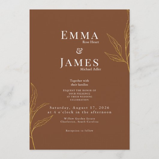 Elegant Minimalist Wedding Invitation | Modern Kaart (Voorkant)