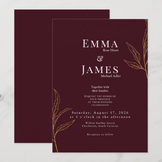 Elegant Minimalist Wedding Invitation | Modern Kaart (Voorkant / Achterkant)