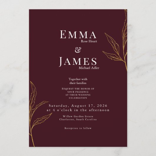 Elegant Minimalist Wedding Invitation | Modern Kaart (Voorkant)