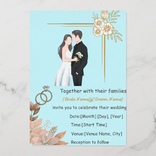 Elegant Minimalist Wedding Invitation Template Folie Uitnodiging (Voorkant)