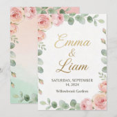 Elegant minimalist wedding invitation with waterco kaart (Voorkant / Achterkant)