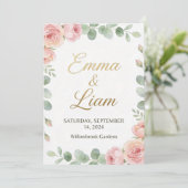 Elegant minimalist wedding invitation with waterco kaart (Staand voorkant)
