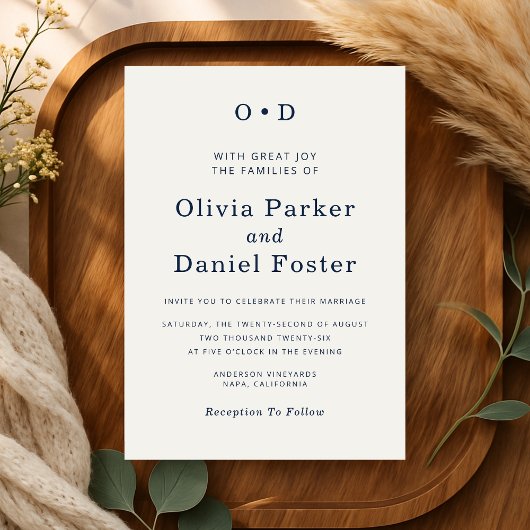 Elegant Minimalist Wedding Kaart