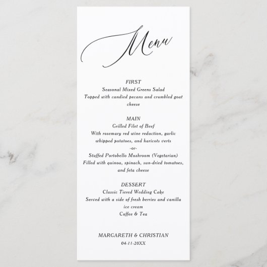 Elegant Minimalist Wedding Menu (Voorkant)