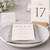Elegant Minimalist Wedding Menu Card  Kaart