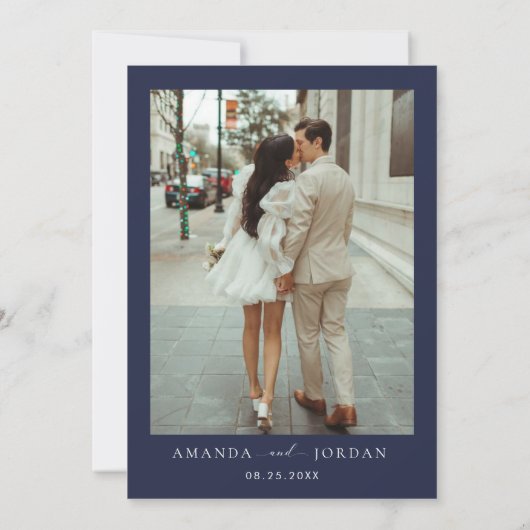 Elegant Minimalist Wedding Photo Kaart (Achterkant)