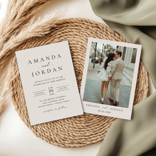 Elegant Minimalist Wedding Photo Kaart