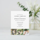 Elegant Minimalist Wedding Photo Uitnodiging Briefkaart (Staand voorkant)