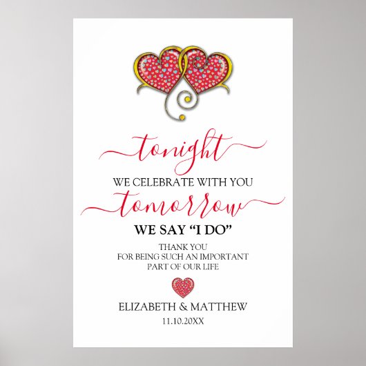 Elegant minimalist Wedding Rehearsal Dinner Poster (Voorkant)