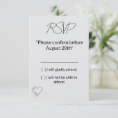 Elegant Minimalist Wedding RSVP Card (Staand voorkant)