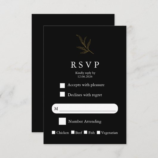 Elegant Minimalist Wedding RSVP Card Modern Simple (Voorkant / Achterkant)