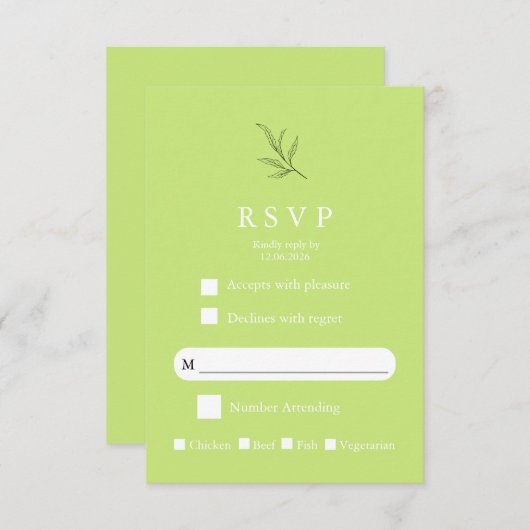 Elegant Minimalist Wedding RSVP Card Modern Simple (Voorkant / Achterkant)
