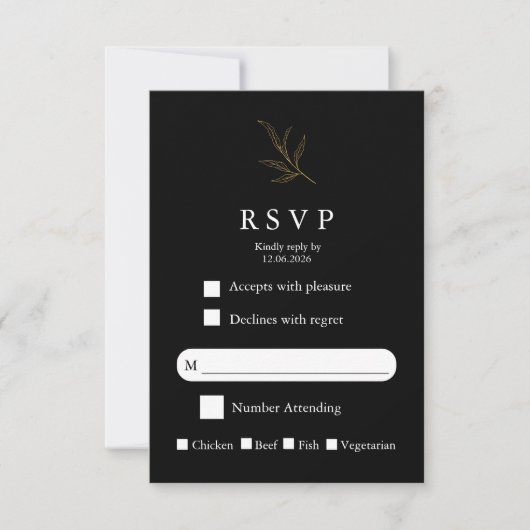 Elegant Minimalist Wedding RSVP Card Modern Simple Kaartje (Voorkant)