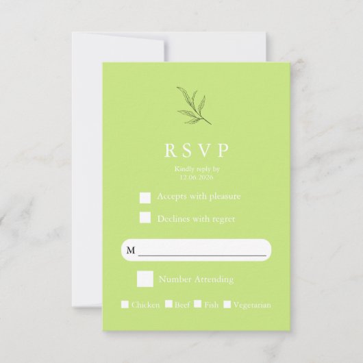 Elegant Minimalist Wedding RSVP Card Modern Simple Kaartje (Voorkant)