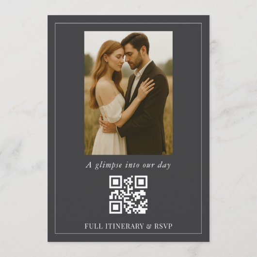 Elegant Minimalist Wedding Script Photo QR Code Kaart (Achterkant)