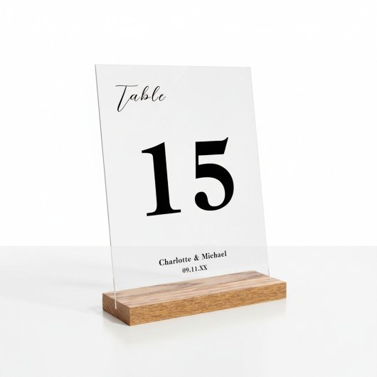 Elegant Minimalist Wedding Table Number Acryl Bord