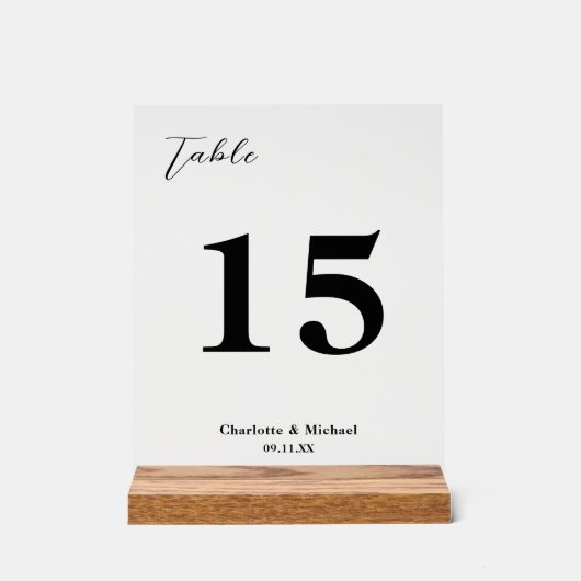 Elegant Minimalist Wedding Table Number Acryl Bord (Voorkant)