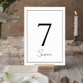 Elegant Minimalist Wedding Table Number Card Kaart