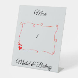 Elegant Minimalist Wedding Table Number Reclamebord Met Voetstuk