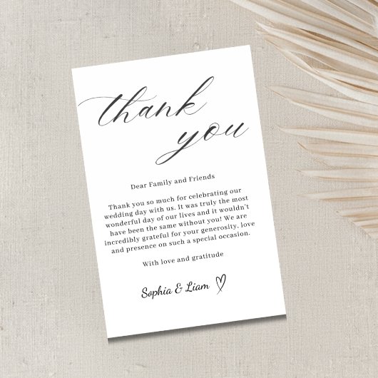 Elegant Minimalist Wedding Thank You Card Bedankkaart