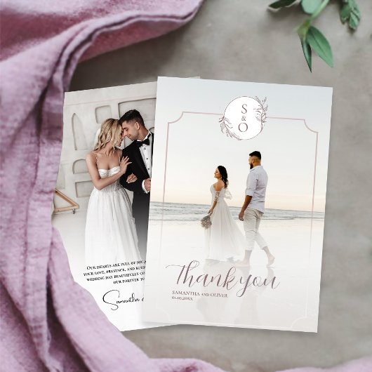 Elegant Minimalist  Wedding Thank You Card Save The Date
