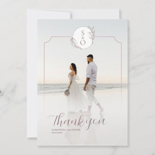 Elegant Minimalist  Wedding Thank You Card Save The Date (Voorkant)