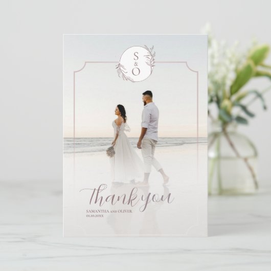 Elegant Minimalist  Wedding Thank You Card Save The Date (Staand voorkant)