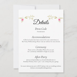Elegant Minimalist Wedding Venue Details Card Kaart