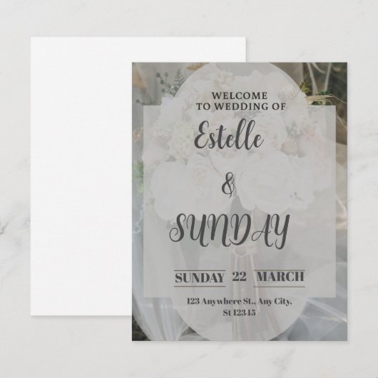 Elegant Minimalist Wedding Welcome Sign Kaart (Voorkant / Achterkant)