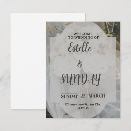 Elegant Minimalist Wedding Welcome Sign Kaart (Voorkant / Achterkant)