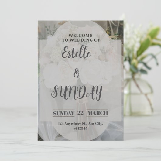 Elegant Minimalist Wedding Welcome Sign Save The Date (Staand voorkant)