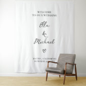 Elegant Minimalist Wedding Welcome Sign - Tapestry Wandkleed (In situ)