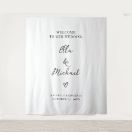 Elegant Minimalist Wedding Welcome Sign - Tapestry Wandkleed