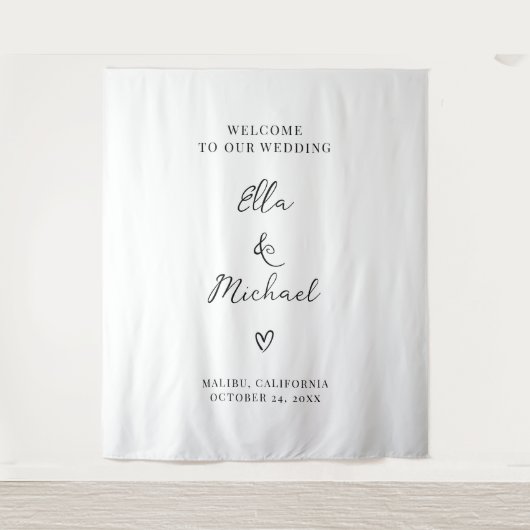 Elegant Minimalist Wedding Welcome Sign - Tapestry Wandkleed (Voorkant)