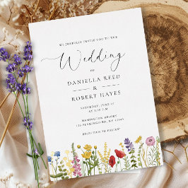 Elegant Minimalist Whimsical Wildflower Wedding Folie Uitnodiging