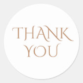 Elegant & Minimalist White & Brown Thank You Ronde Sticker (Voorkant)
