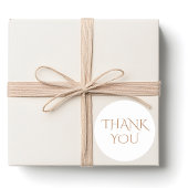 Elegant & Minimalist White & Brown Thank You Ronde Sticker