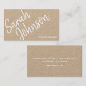 Elegant Minimalist White Calligraphy Kraft Visitekaartje (Voorkant / Achterkant)