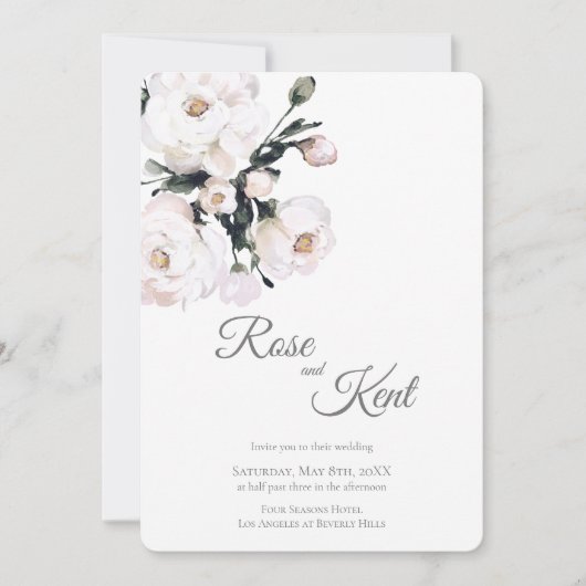 Elegant minimalist White Floral Wedding Kaart (Voorkant)