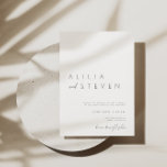 Elegant minimalist White Modern Wedding Invitation Kaart<br><div class="desc">Het ontwerp is voorzien van een handgeschreven lettertype en een modern, minimalistisch ontwerp. Ontworpen om te coördineren met het Collectie "ESSENTIALS" Wedding Invitation. Klik op "Personaliseren" als je details wilt wijzigen. Uitzicht de link collectie op deze pagina om alle overeenkomende objecten in dit prachtige ontwerp te bekijken of zie hier...</div>