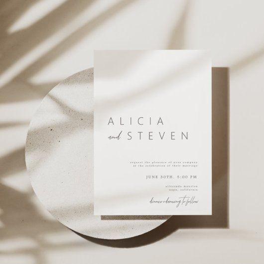 Elegant minimalist White Modern Wedding Invitation Kaart