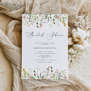 Elegant minimalist wildflower bridal shower kaart