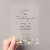 Elegant minimalist wildflower Simple wedding Acryl Uitnodigingen (Insitu (Draagbaar))