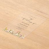 Elegant minimalist wildflower Simple wedding Acryl Uitnodigingen (Laagn)